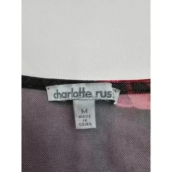 Charlotte Russe Women's Size M Black Flowered See-through Bodysuit NWT - Picture 3 of 7